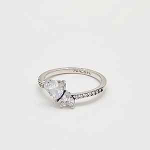 Pandora Double Heart Sparkling Ring